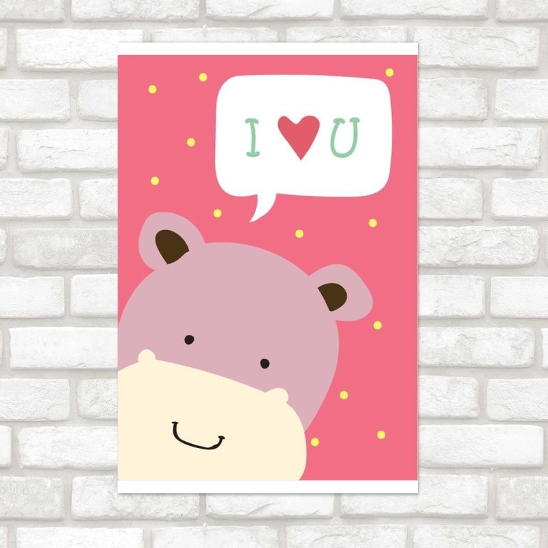 Poster Decorativo Hipopótamo I Love You N07232 - Papel na Parede