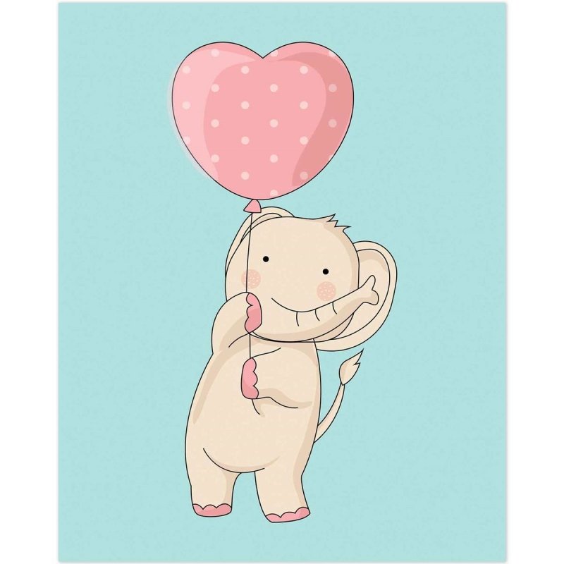 Poster Decorativo infantil elefante coração PA056 - Papel na Parede