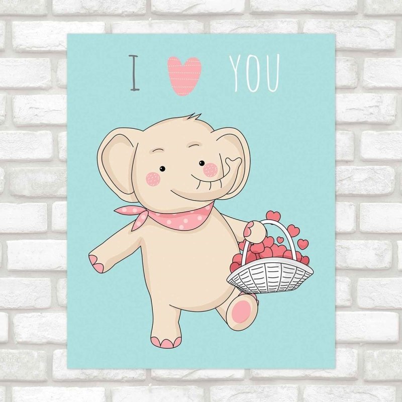 Poster Decorativo infantil elefante I love you PA057 - Papel na Parede