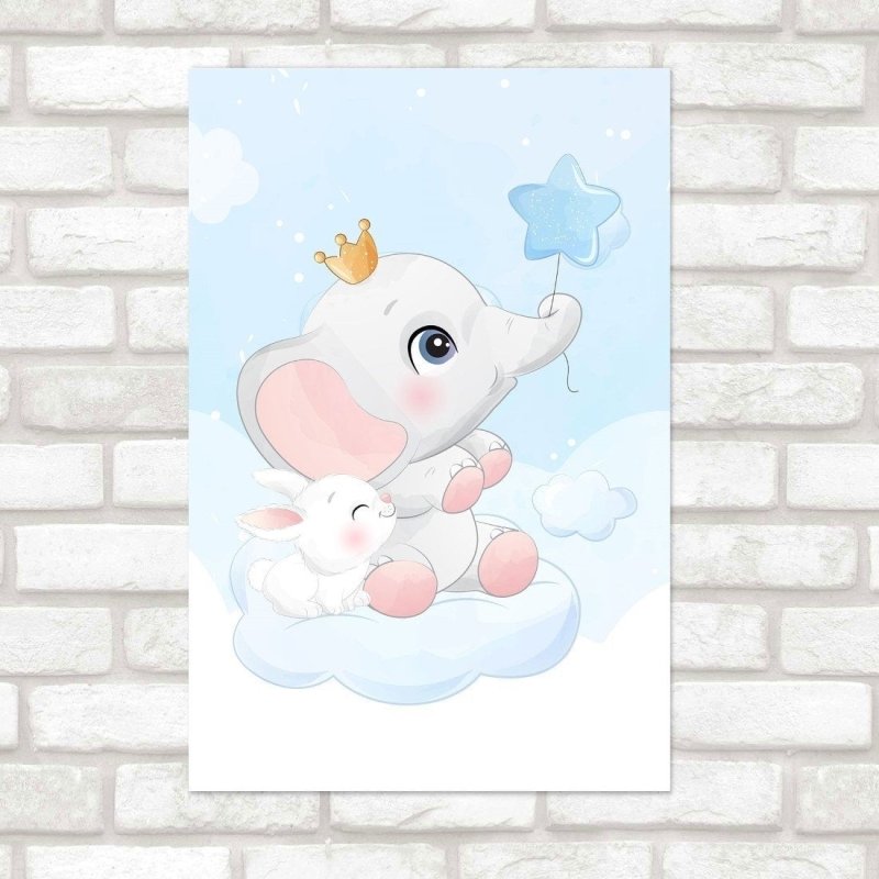 Poster Decorativo Infantil Elefantinho no Céu N019137 - Papel na Parede