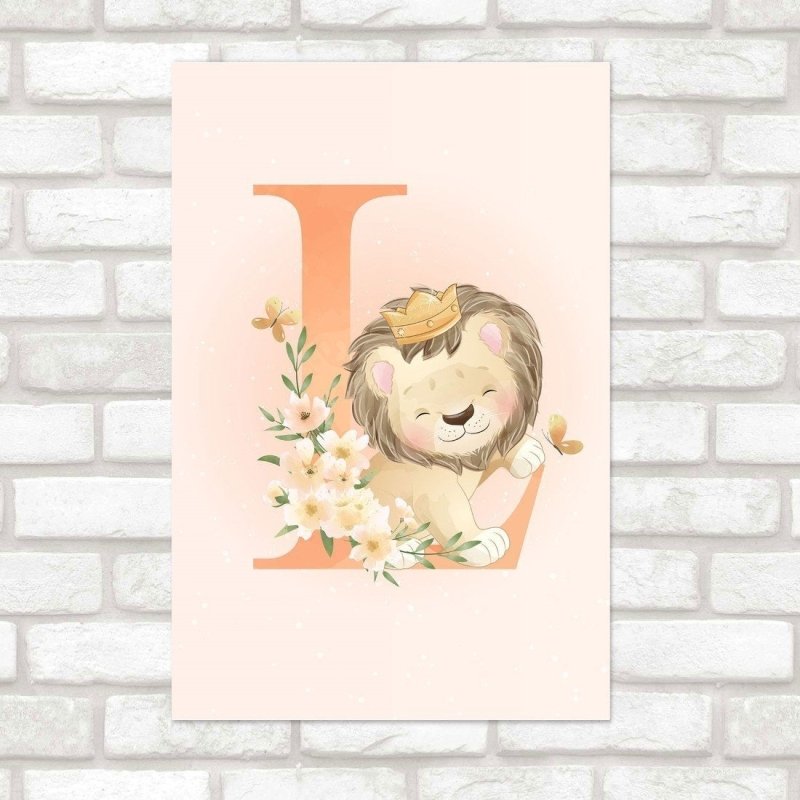 Poster Decorativo Infantil Letrinha Leãozinho N019140 - Papel na Parede