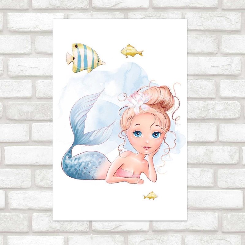 Poster Decorativo Infantil Sereia Fundo Do Mar N010228 - Papel na Parede