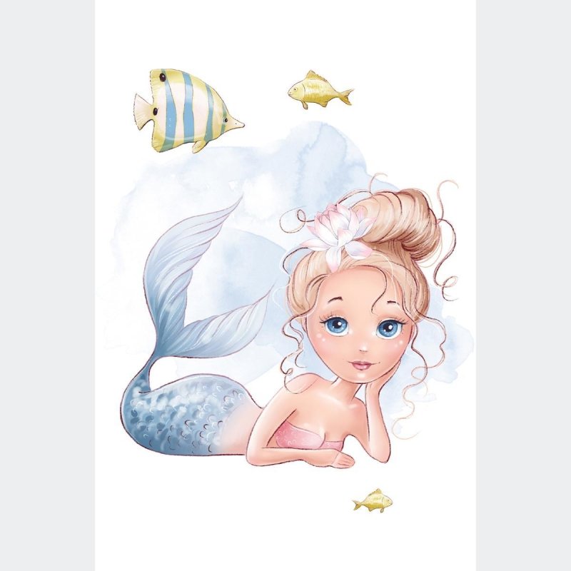 Poster Decorativo Infantil Sereia Fundo Do Mar N010228 - Papel na Parede