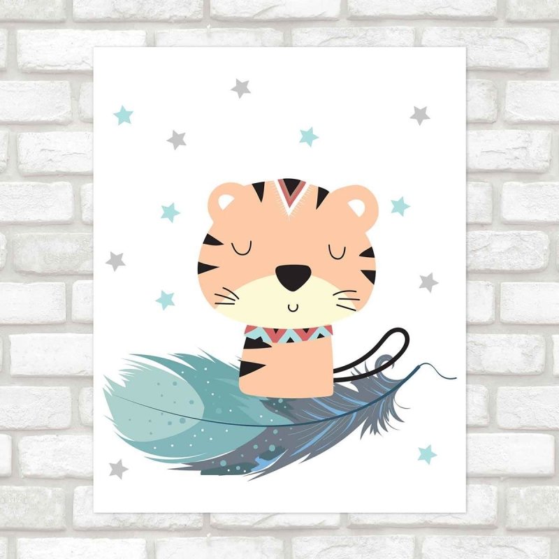 Poster Decorativo infantil tigre pena PA0125 - Papel na Parede