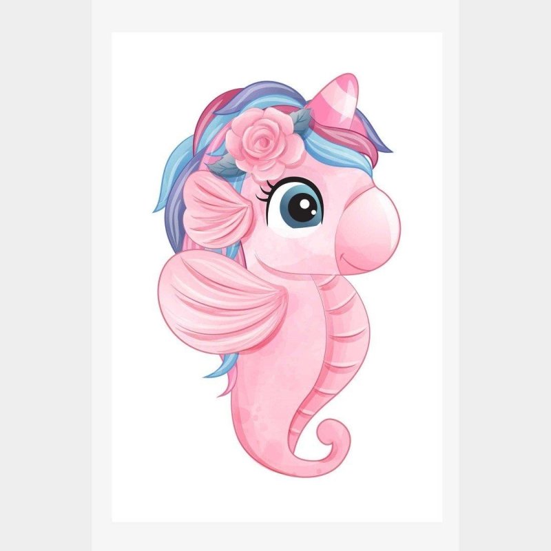 Poster Decorativo Infantil Unicórnio Marinho N014237 - Papel na Parede