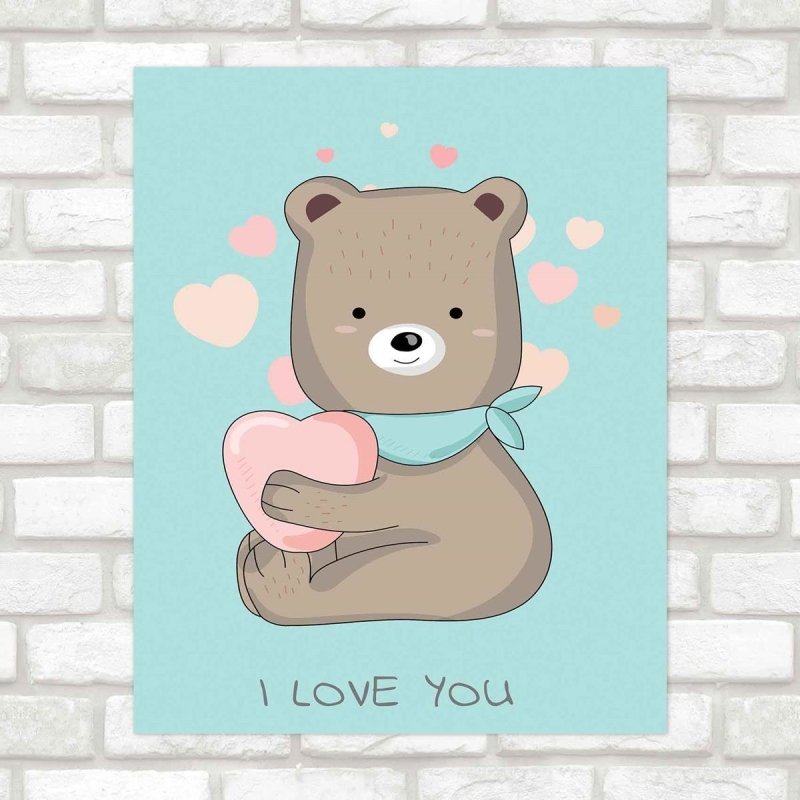 Poster Decorativo infantil urso I love you PA045 - Papel na Parede