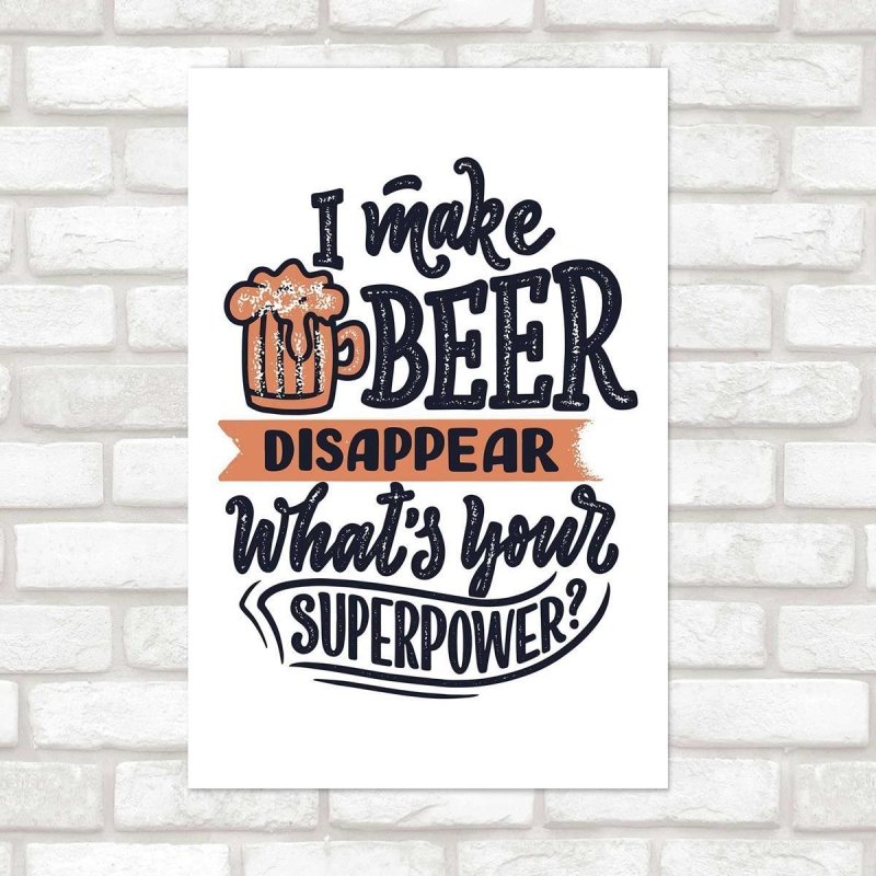 Poster Decorativo Lettering Cerveja Beer N010264 - Papel na Parede