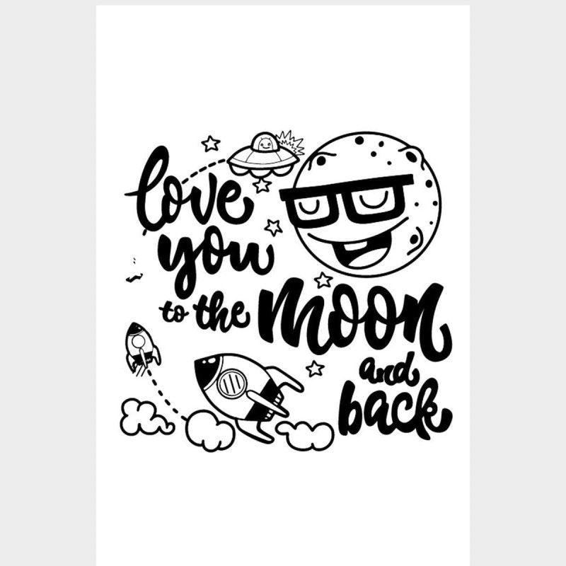 Poster Decorativo Lettering Love you to the moon and back N07273 - Papel na Parede