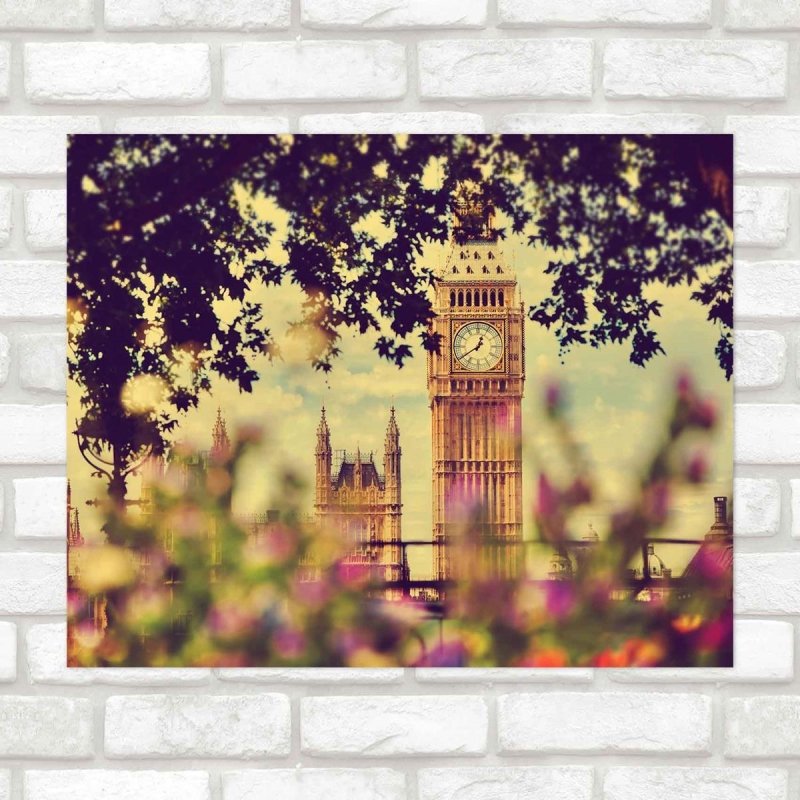 Poster Decorativo Londres flores PA032 - Papel na Parede