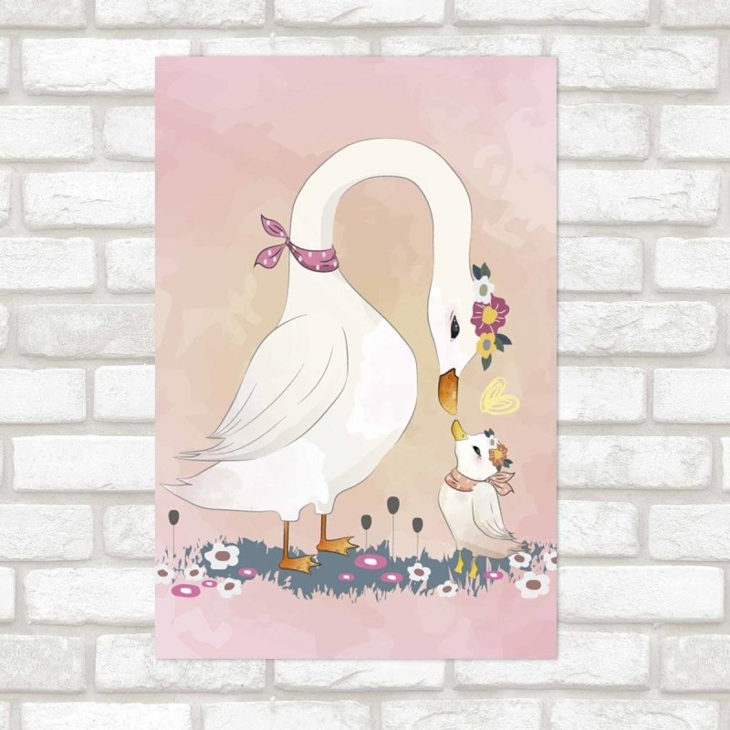 Poster Decorativo Mamãe Cisne E Filhote N09276 - Papel na Parede