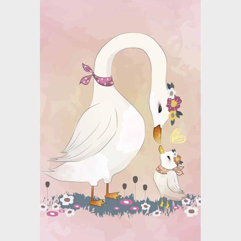 Poster Decorativo Mamãe Cisne E Filhote N09276 - Papel na Parede