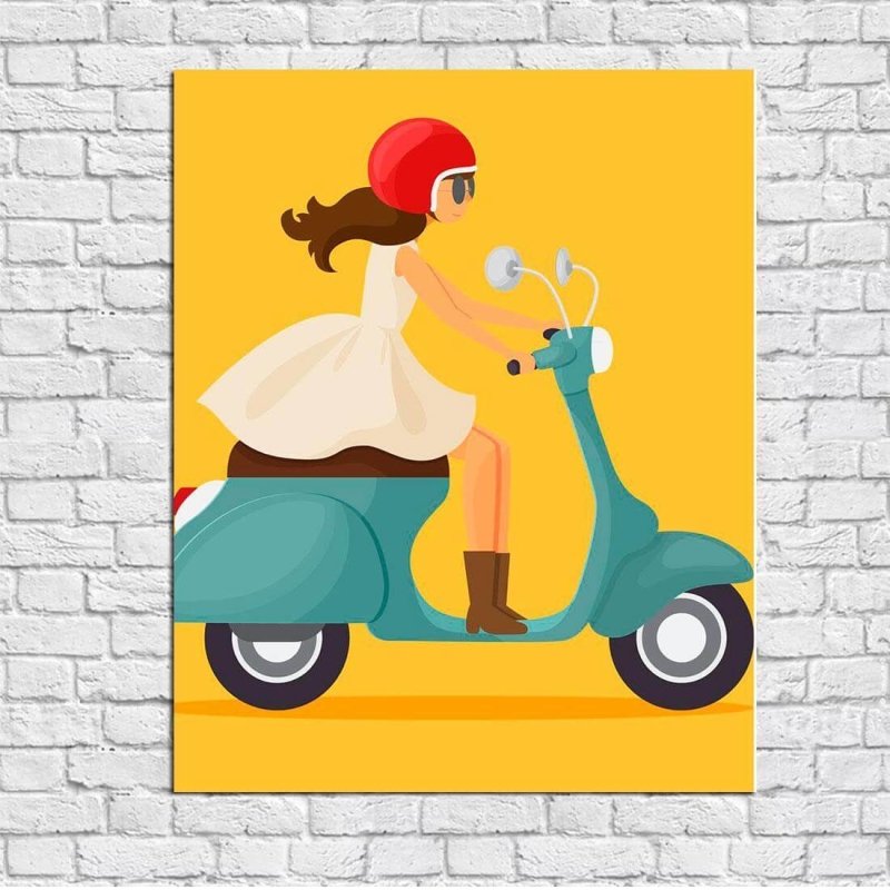 Poster Decorativo Moto Motoqueira 56451 - Papel na Parede
