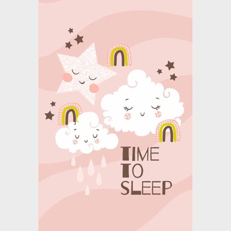 Poster Decorativo Nuvens E Estrelas Rose N09245 - Papel na Parede