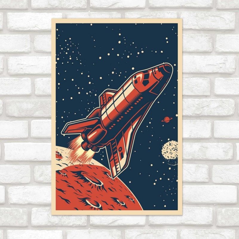 Poster Decorativo Ônibus Espacial Retrô N07236 - Papel na Parede