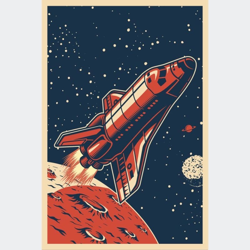 Poster Decorativo Ônibus Espacial Retrô N07236 - Papel na Parede