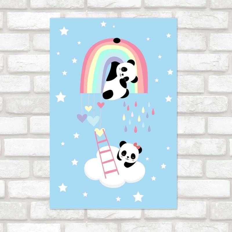 Poster Decorativo Pandas No Céu N010235 - Papel na Parede