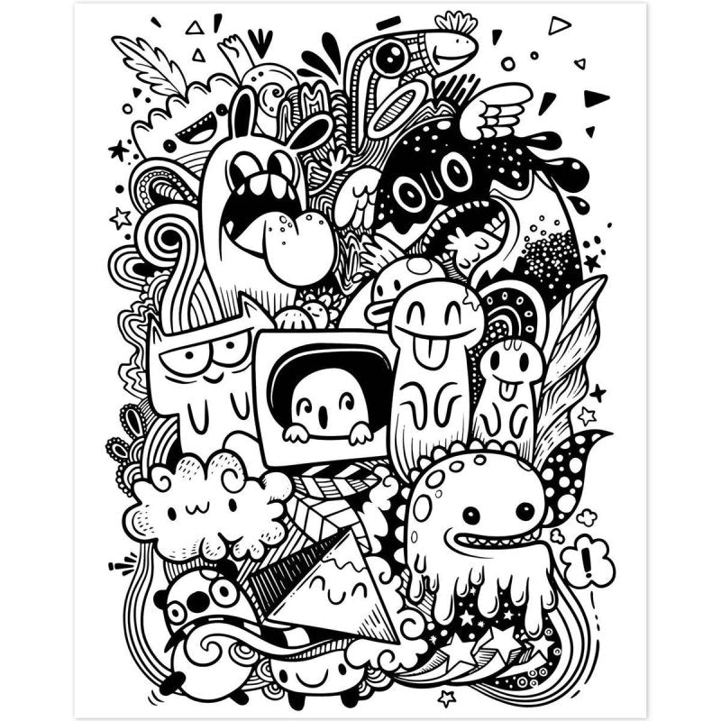 Poster Decorativo para colorir monstros PA012 - Papel na Parede