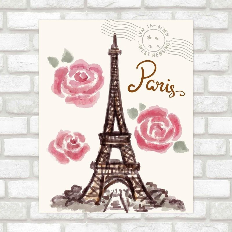 Poster Decorativo paris rosas PA017 - Papel na Parede