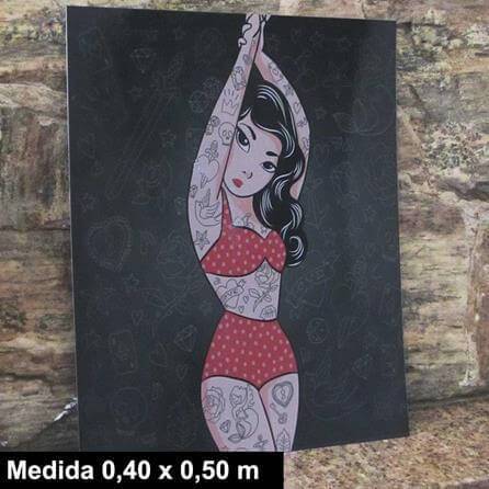 Poster Decorativo Pin Up Tatuada 102061 - Papel na Parede