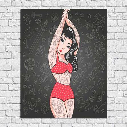 Poster Decorativo Pin Up Tatuada 102061 - Papel na Parede