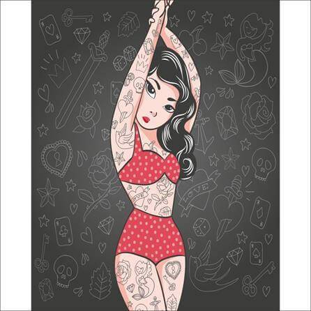 Poster Decorativo Pin Up Tatuada 102061 - Papel na Parede