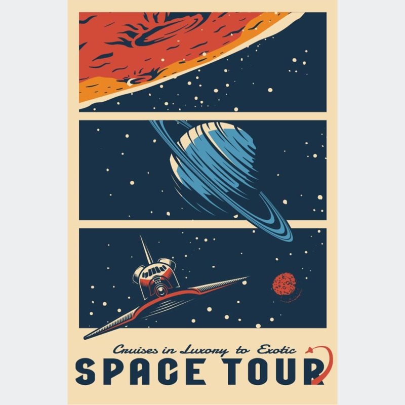 Poster Decorativo Space Tour Retrô N07238 - Papel na Parede