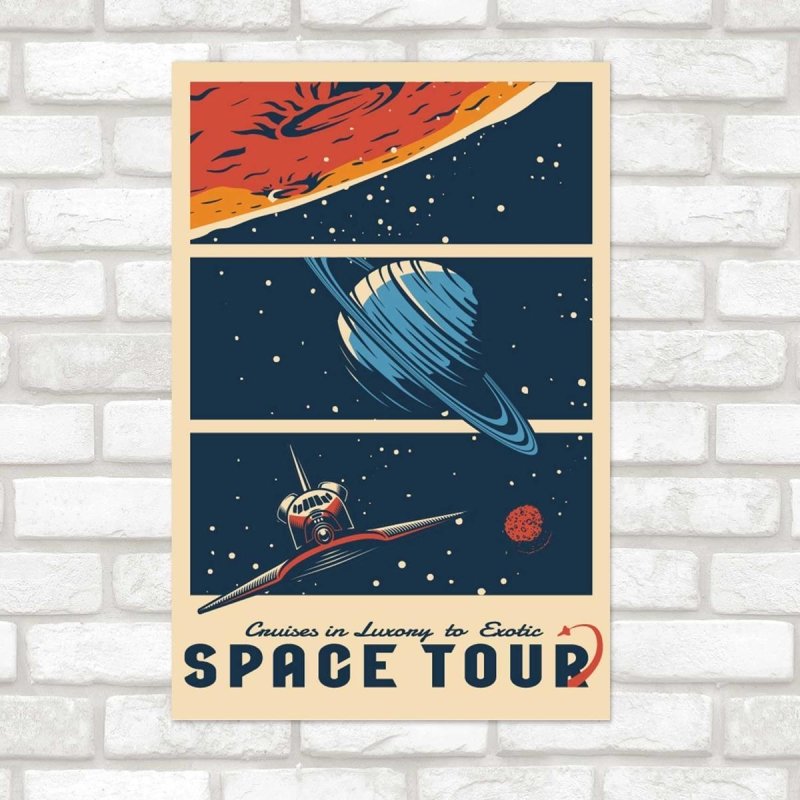 Poster Decorativo Space Tour Retrô N07238 - Papel na Parede