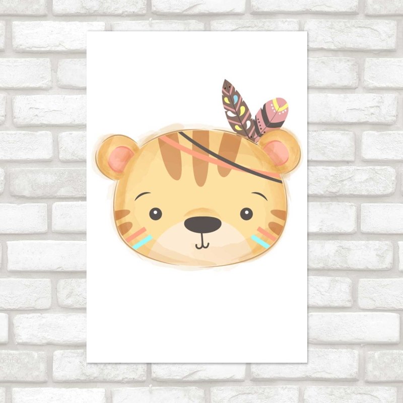 Poster Decorativo Tigre Índio Infantil N08012 - Papel na Parede