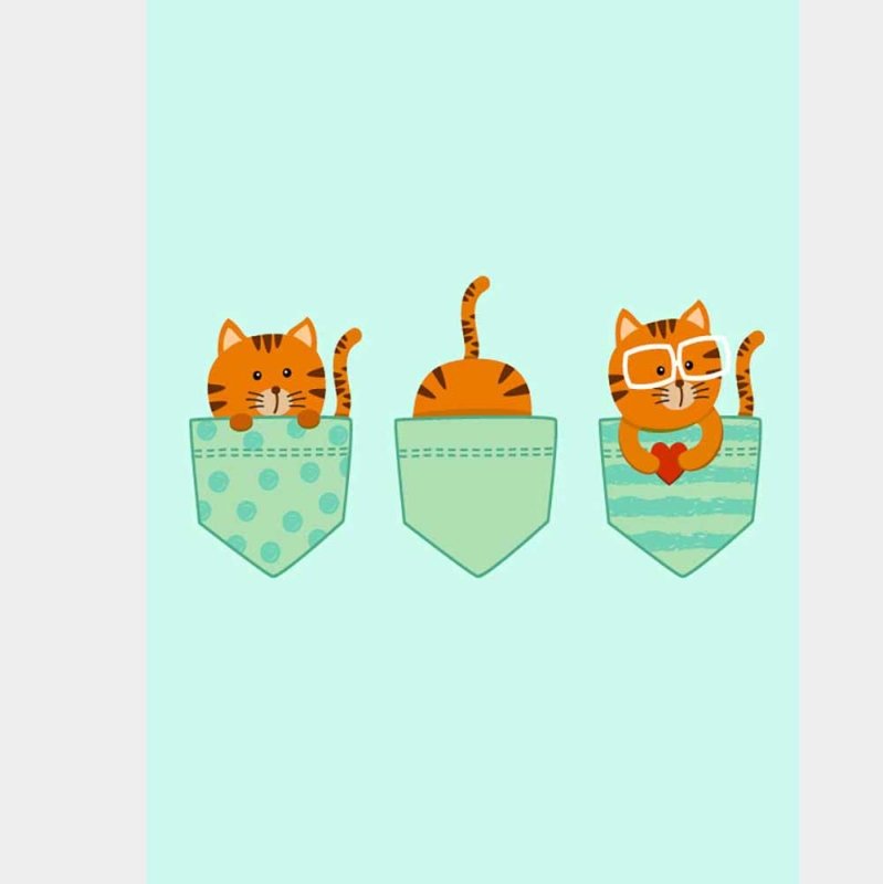 Poster Decorativo Três Gatos em Bolsos N08281 - Papel na Parede