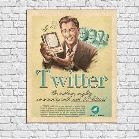 Poster decorativo Twitter Retrô 8508 - Papel na Parede