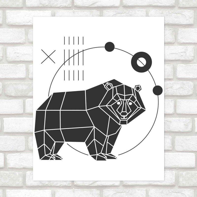 Poster Decorativo urso geometrico PA037 - Papel na Parede