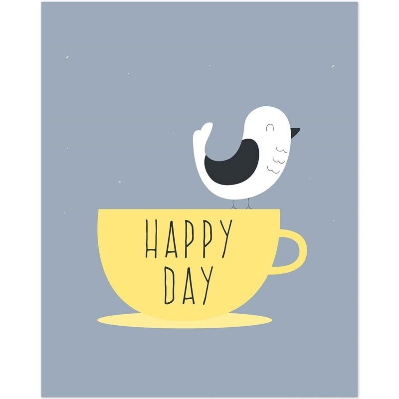 Poster Decorativo Xicara Happy Day PA061 - Papel na Parede