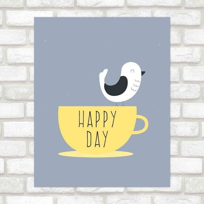 Poster Decorativo Xicara Happy Day PA061 - Papel na Parede