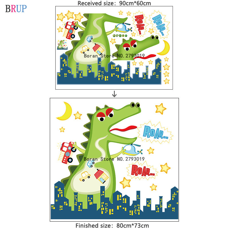 Adesivos de parede de dinossauros amigáveis para quarto de crianças animais de desenho animado decoração de casa arte criativa decalque de parede de vinil decoração de casa criativa