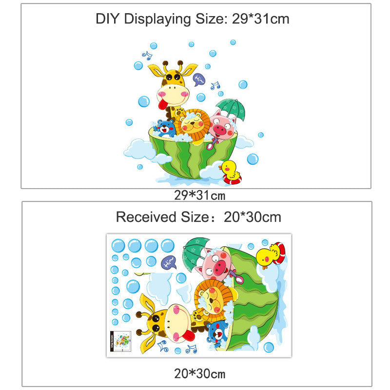Animais fofos no chuveiro adesivos de parede adesivos de bolhas de banheiro para quarto de crianças quarto de bebê decoração de casa arte decalques decoração