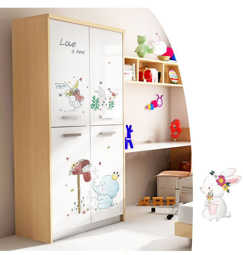 Adesivos de parede de animais adoráveis de desenhos animados para quartos de crianças coelhos elefantes receber e-mail vinil decorativo para paredes decoração de quartos
