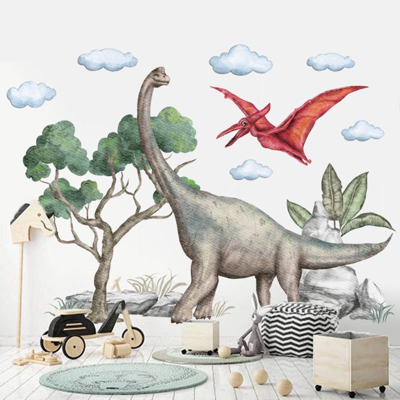 120cmx86cm Grandes Dinossauros Voadores Pterossauro Adesivos de Parede de Desenhos Animados para Quarto de Crianças Quarto Menino Adesivos Decorativos de Parede MENINO