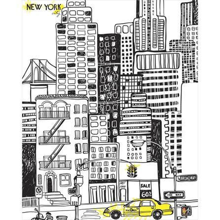 Quadro Decorativo Desenho Cidade New York 129649409 - Papel na Parede