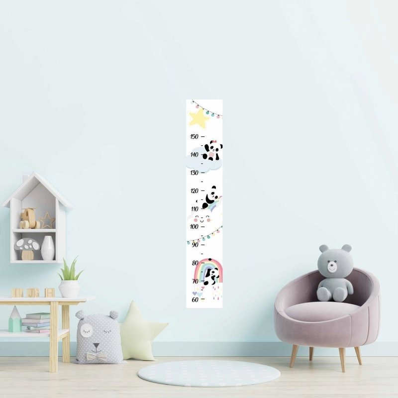 Régua Adesiva Infantil Pandas Nuvens E Arco-Íris N09204 - Papel na Parede